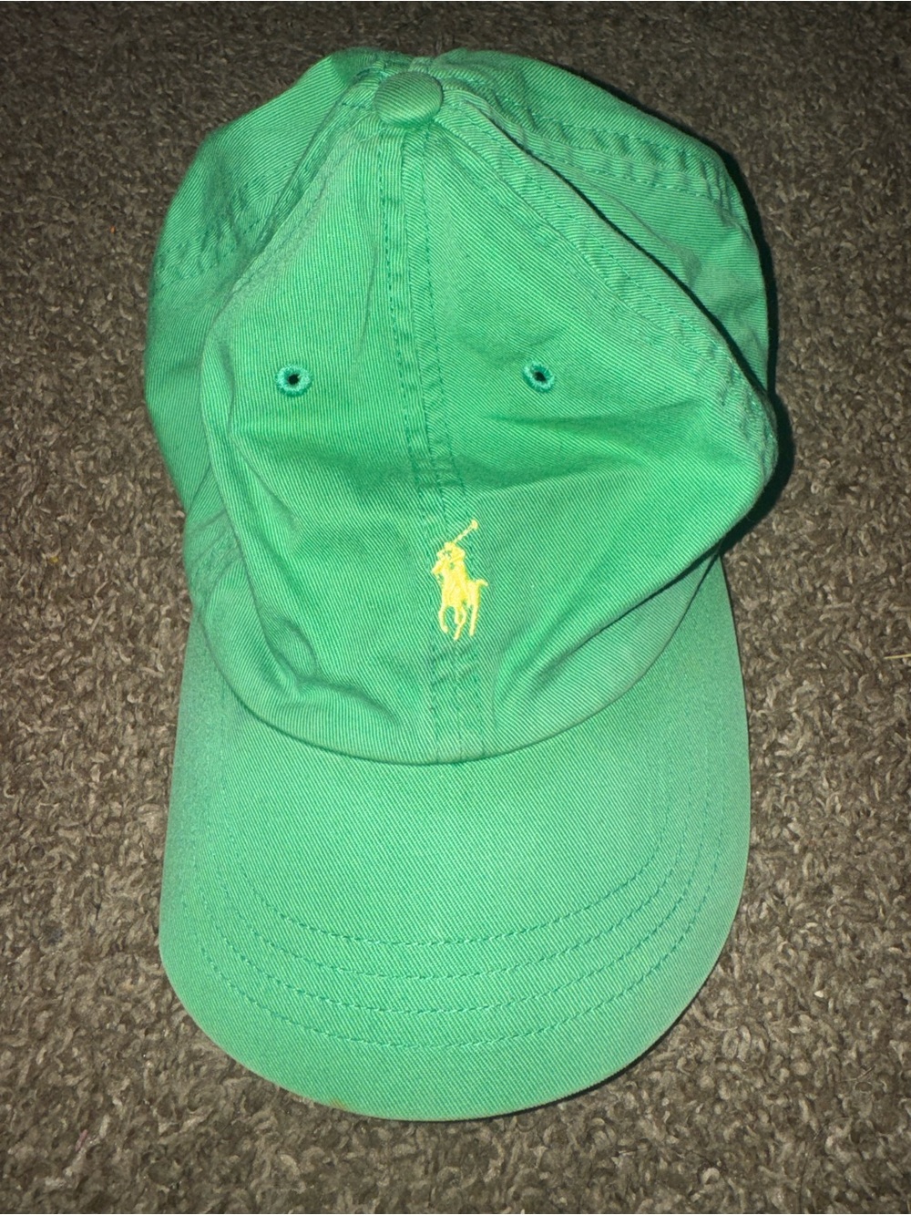 VINTAGE Ralph Lauren Green Polo Baseball Cap with Yellow Embroidery